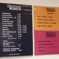 Menus at The Rugged Bunch in London