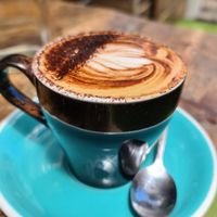 Coffee with almond milk at Advieh in Seddon