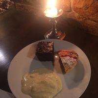 Lovely candle lit booth and some of the sweet options from the brunch buffet  at Viasko - Bar und Restaurant in Berlin