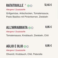 Vegan menu  at Vapiano - Westpark in Ingolstadt