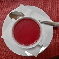 Beetroot soup at Paradies Naturkost in Vienna