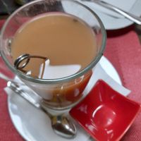 Half litre breakfast tea with almond milk at Paradies Naturkost in Vienna