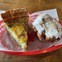 Quiche and monkey bread - they heated both up for me😄 at Sinfull Bakery in Houston