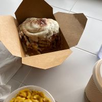 Cinnamon bun and Mac n cheese  at Sinfull Bakery in Houston