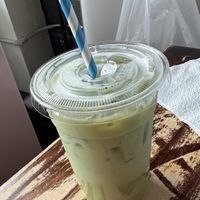 Strawberry Matcha latte  at Sinfull Bakery in Houston