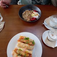 Veit tofu rolls and that porridge! at Sarah's Sisters in Semaphore
