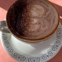 Oat hot chocolate in a cupp  at Sarah's Sisters in Semaphore