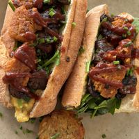 Breakfast baguettee  at Sarah's Sisters in Semaphore