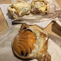 Apricot danish & cheese/pepperoni palmier at Le Petit Monstre in Brooklyn