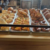 Bakery case (savories on the left)  at Le Petit Monstre in Brooklyn