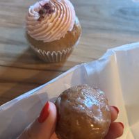 Donut bite and strawberry rose cupcake   at Le Petit Monstre in Brooklyn