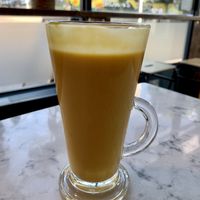 Vegan mango lassi at Shri Lakshmi Foods in East London