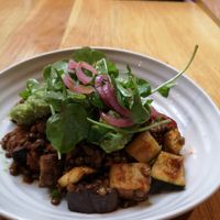 Delicious warm lentil salad. at Number 32 in Broadway