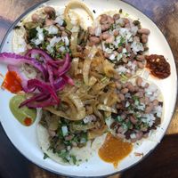Buche tacos, ‘asada’ (seitan) tacos at Tapatia Vegan Tacos in Tulum