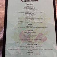 Vegan menu 1  at Thai Cafe in Peterborough