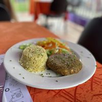 Lentil patty and rice - no sauce   at Fractales in Bogota