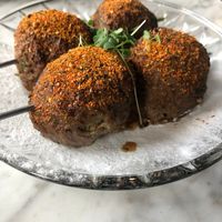 'Beef' yakitori with impossible beef (flavors were great but the impossible beef is a bit to beefy for my taste). at 4296 in Canmore