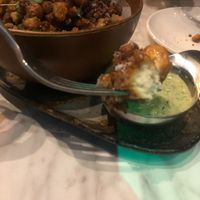 Popcorn tofu with the to-die-for dill sauce. at 4296 in Canmore