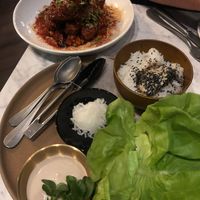 KFC SSÄM (platter) with sticky garlic rice.  at 4296 in Canmore