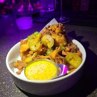 Chicken Fried Maitake mushrooms with honey dill sauce at 4296 in Canmore