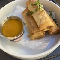 Vegan “frois gras” spicy spring rolls  at 4296 in Canmore