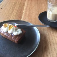 Vegan carrot cake with lemon icing at The Old Garage in Camberwell
