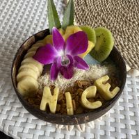 Mermaid bowl with blue spirulina  at Beach Coconuts Bowls - Bophut Koh Samui in Koh Samui