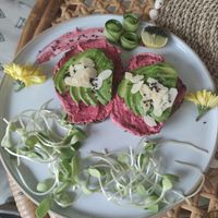 Avocado beetroot toast at Beach Coconuts Bowls - Bophut Koh Samui in Koh Samui