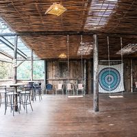 Second floor overlooking lagoon at Espaço Kumaras in Garopaba