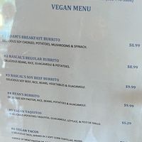 vegan menu  at Super Cuca's in Isla Vista
