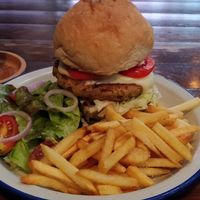 Veg Elephant burger. Comes with salad & fries. at Elephant in Koh Lipe