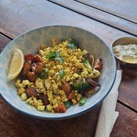 Vegan Breakfast bowl with scrambled tofu at Elephant in Koh Lipe