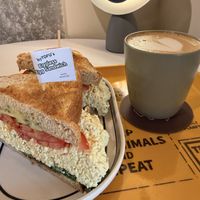 Eggless Sandwich and Vanilla latte  at ByTOFU in Seoul
