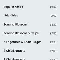 Vegan menu  at Sea Breeze in Redcar