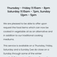 Vegan opening times  at Sea Breeze in Redcar