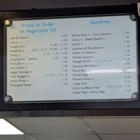 The current menu for the vegetable oil fryer at Sea Breeze in Redcar