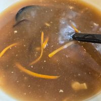 Hot and sour soup (it was ok) at Vegan Deadly Sins in Sacramento