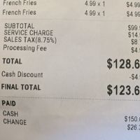 'Service charge' and 'processing fee' at Vegan Deadly Sins in Sacramento
