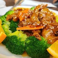 Orange chichen at Vegan Deadly Sins in Sacramento