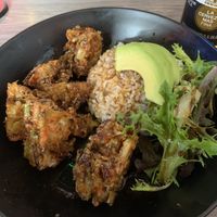 Tempura veg vegan option rice dish, very enjoyable!   at Hanami - Asian Fusion in Coolum Beach