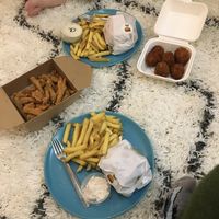 Burgers, fries, calamari & Mac & cheese balls at Alt Burger in Bolton