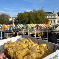 Banana blossom “Vish&chips"  at Lucy's Chips in Norwich