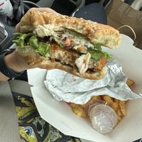 Carolina chicken sandwich. Comes with fries.  at Dee's Vegan To-Go in Charlotte