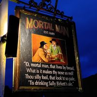Pub sign at The Mortal Man in Troutbeck