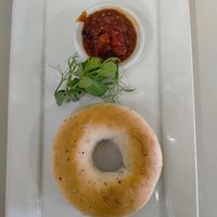 Olive and Rosemary Bagel - just ask for margarine instead of cream cheese. Plenty of other bagels options available too at The Bean Cafe in Whakatane