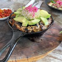 Amazing eggplant dish   at Layla Restaurant Plants & Mushrooms in Puerto Morelos