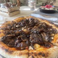 fungus amungus with almond cheese  at Layla Restaurant Plants & Mushrooms in Puerto Morelos