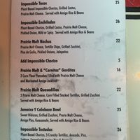 Vegan menu  at The 3 Amigos  in Edmonton