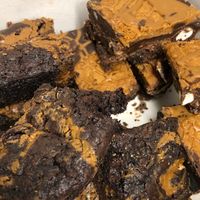 Chocolate and Biscoff Brownie and Biscoff Rocky Roads. at Pure Bakery Highland in Inverness