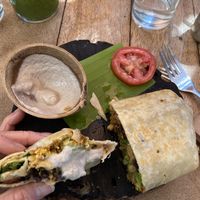 Breakfast burrito with sunflower seed cream   at Rústica in San Miguel De Allende
